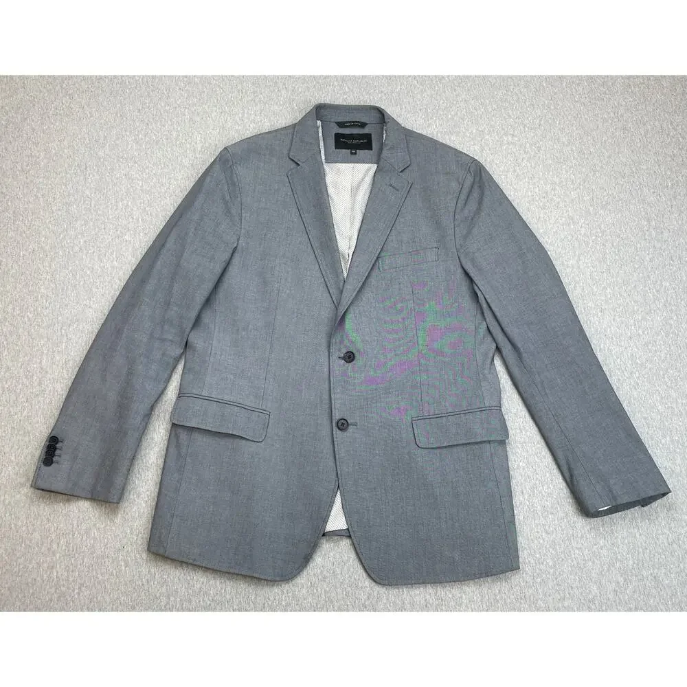 Banana‎ Republic Blazer Mens 44R Gray Cotton Blend Stretch 2-Button Lined Jacket